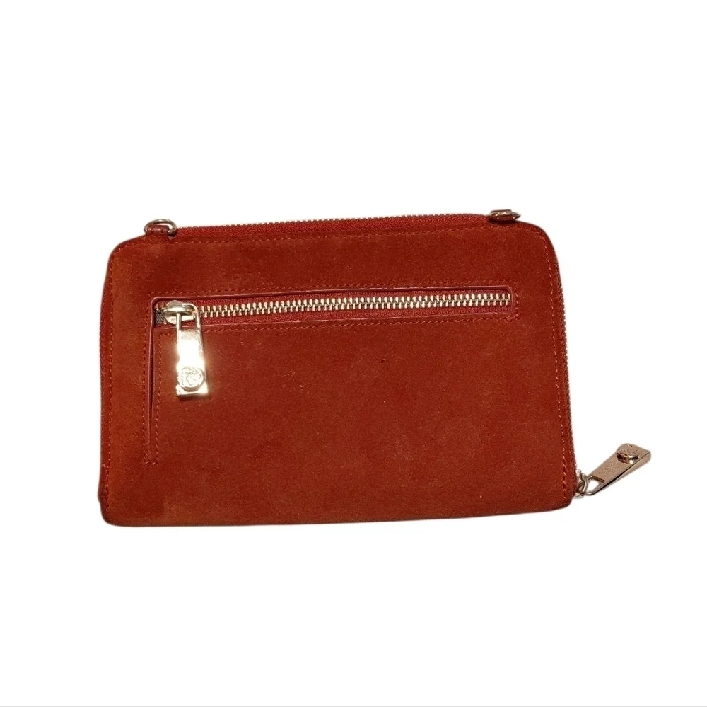Spartina 449 Suede Leather Wallet Clutch In Rust